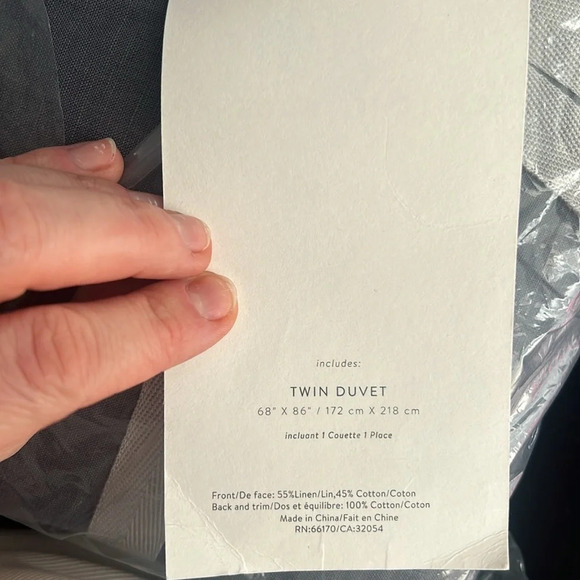 Anthropologie Scalloped Crochet Collection Twin Size Duvet Cover Dark Gray New - Picture 3 of 6